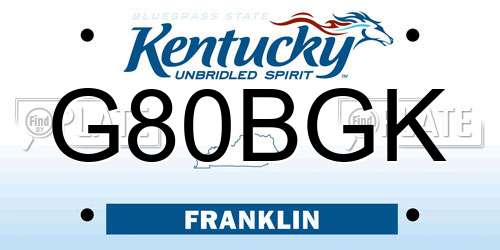 G80BGK Kentucky License Plate