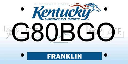 G80BGO Kentucky License Plate