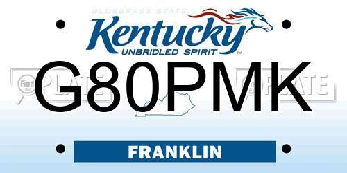 G80PMK Kentucky License Plate