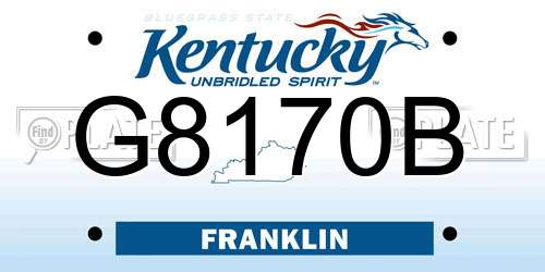 G8170B Kentucky License Plate