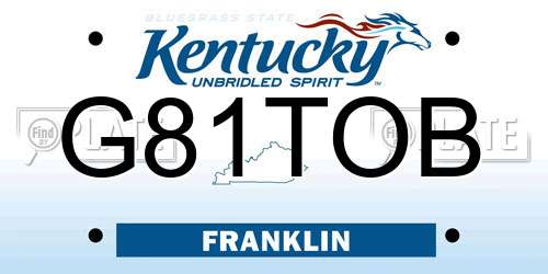 G81TOB Kentucky License Plate