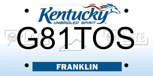 G81TOS Kentucky License Plate
