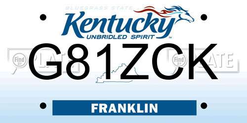 G81ZCK Kentucky License Plate