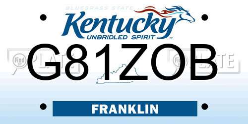 G81ZOB Kentucky License Plate