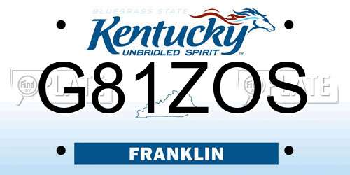 G81ZOS Kentucky License Plate