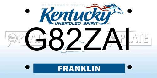 G82ZAI Kentucky License Plate
