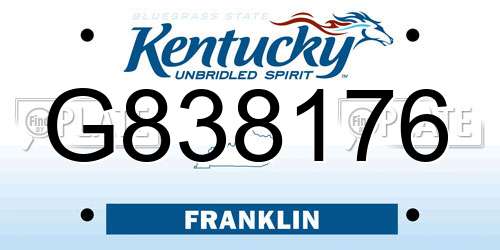 G838176 Kentucky License Plate