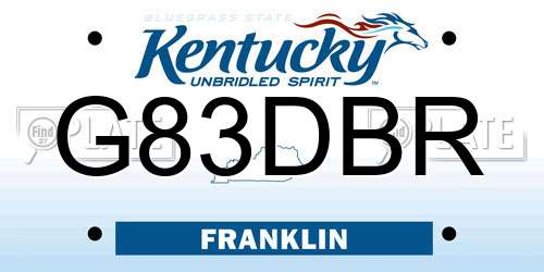 G83DBR Kentucky License Plate