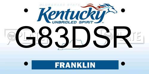 G83DSR Kentucky License Plate