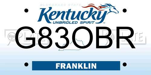 G83OBR Kentucky License Plate