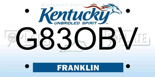 G83OBV Kentucky License Plate