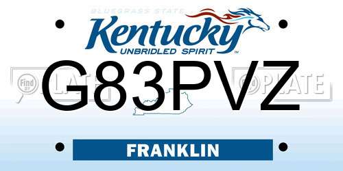 G83PVZ Kentucky License Plate
