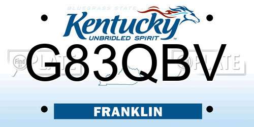G83QBV Kentucky License Plate