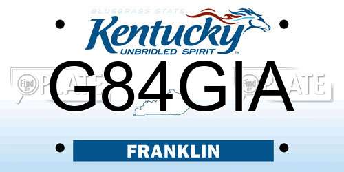 G84GIA Kentucky License Plate