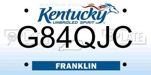 G84QJC Kentucky License Plate