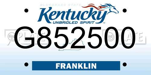 G852500 Kentucky License Plate