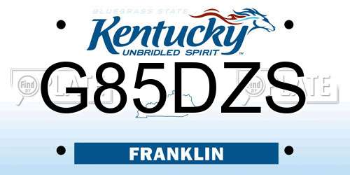 G85DZS Kentucky License Plate