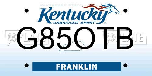 G85OTB Kentucky License Plate
