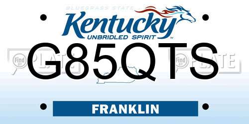 G85QTS Kentucky License Plate