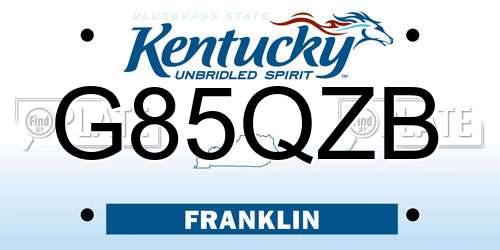 G85QZB Kentucky License Plate
