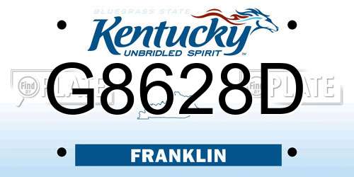 G8628D Kentucky License Plate