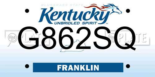 G862SQ Kentucky License Plate