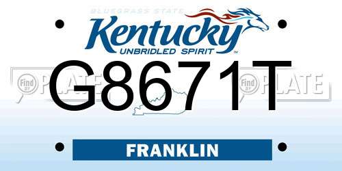 G8671T Kentucky License Plate