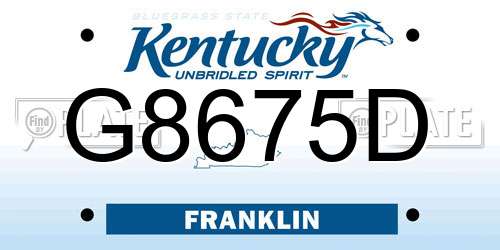 G8675D Kentucky License Plate