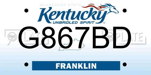 G867BD Kentucky License Plate