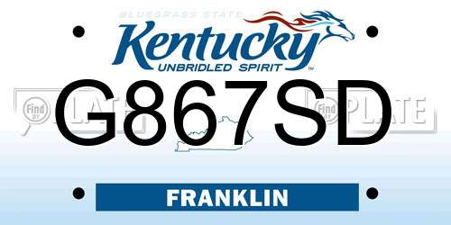 G867SD Kentucky License Plate