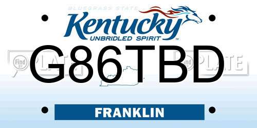 G86TBD Kentucky License Plate