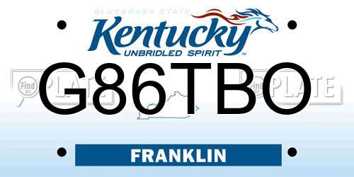 G86TBO Kentucky License Plate