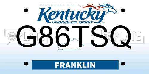 G86TSQ Kentucky License Plate