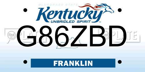 G86ZBD Kentucky License Plate