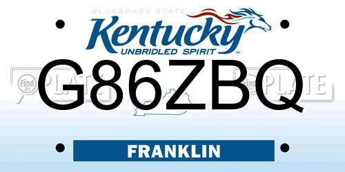 G86ZBQ Kentucky License Plate
