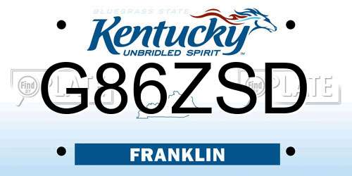 G86ZSD Kentucky License Plate