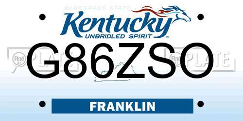 G86ZSO Kentucky License Plate