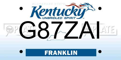 G87ZAI Kentucky License Plate