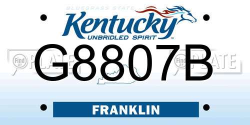 G8807B Kentucky License Plate
