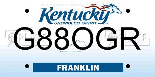 G88OGR Kentucky License Plate