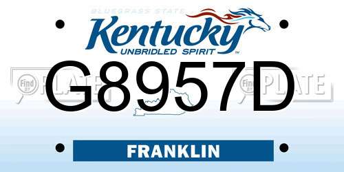 G8957D Kentucky License Plate