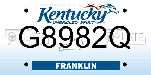 G8982Q Kentucky License Plate