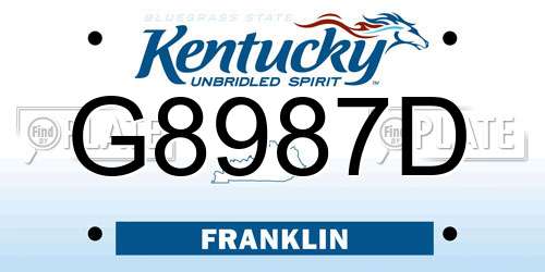 G8987D Kentucky License Plate