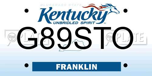 G89STO Kentucky License Plate
