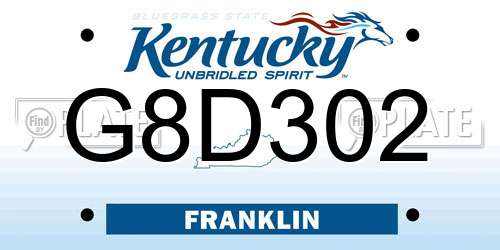 G8D302 Kentucky License Plate