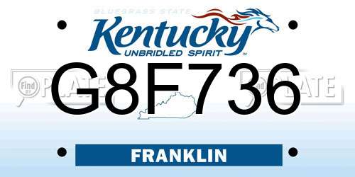 G8F736 Kentucky License Plate