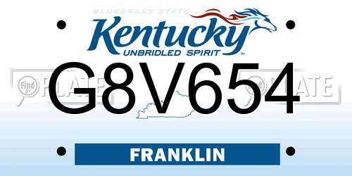 G8V654 Kentucky License Plate