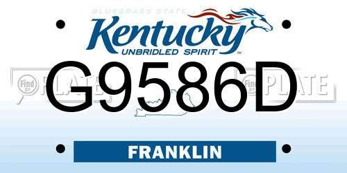 G9586D Kentucky License Plate