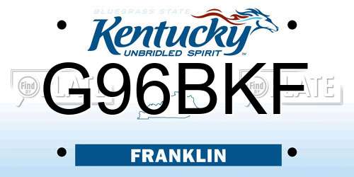 G96BKF Kentucky License Plate