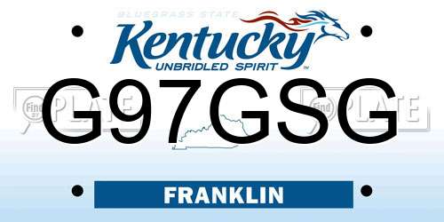 G97GSG Kentucky License Plate